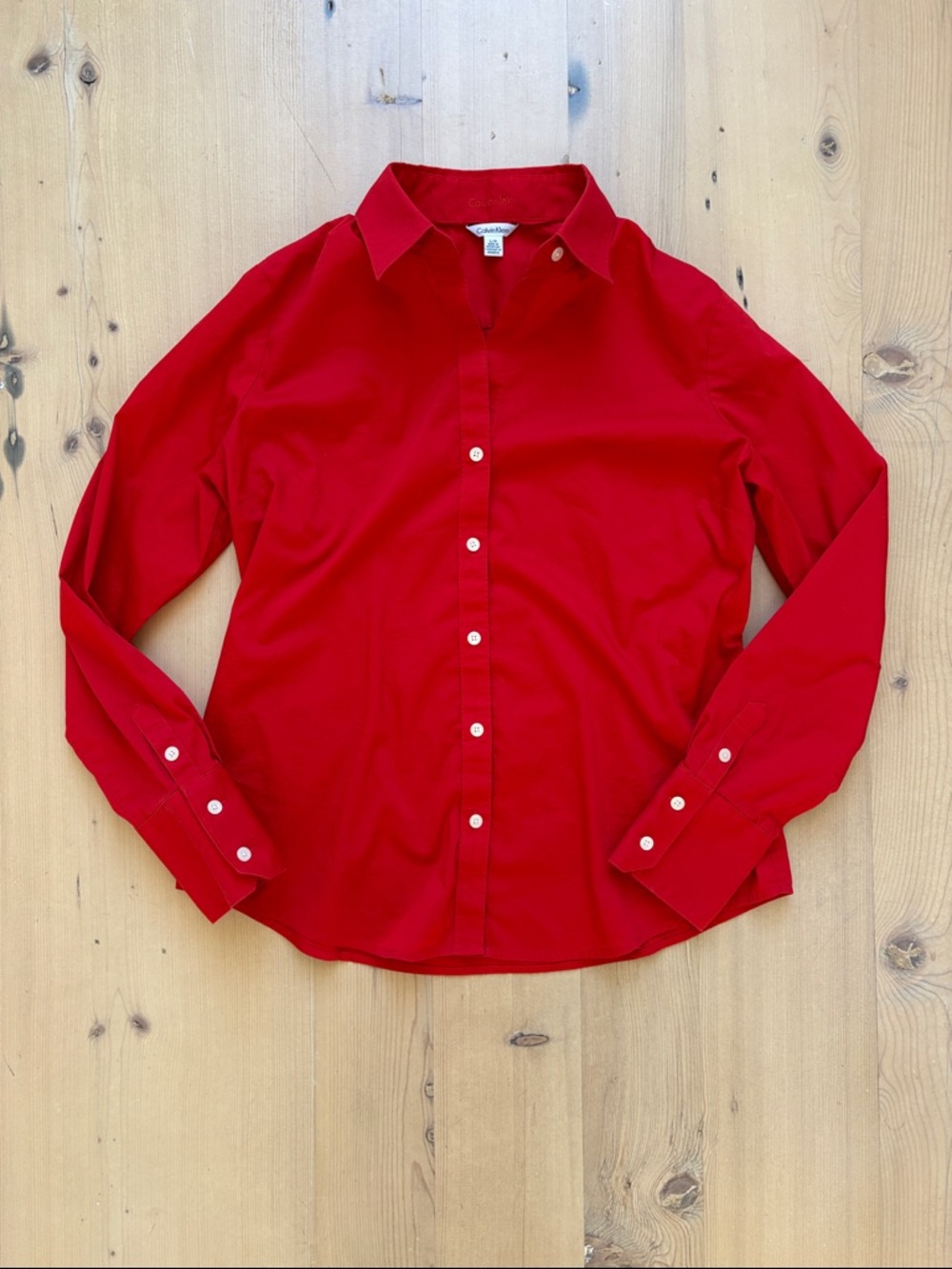 Calvin Klein Red Button-Down Shirt - Large